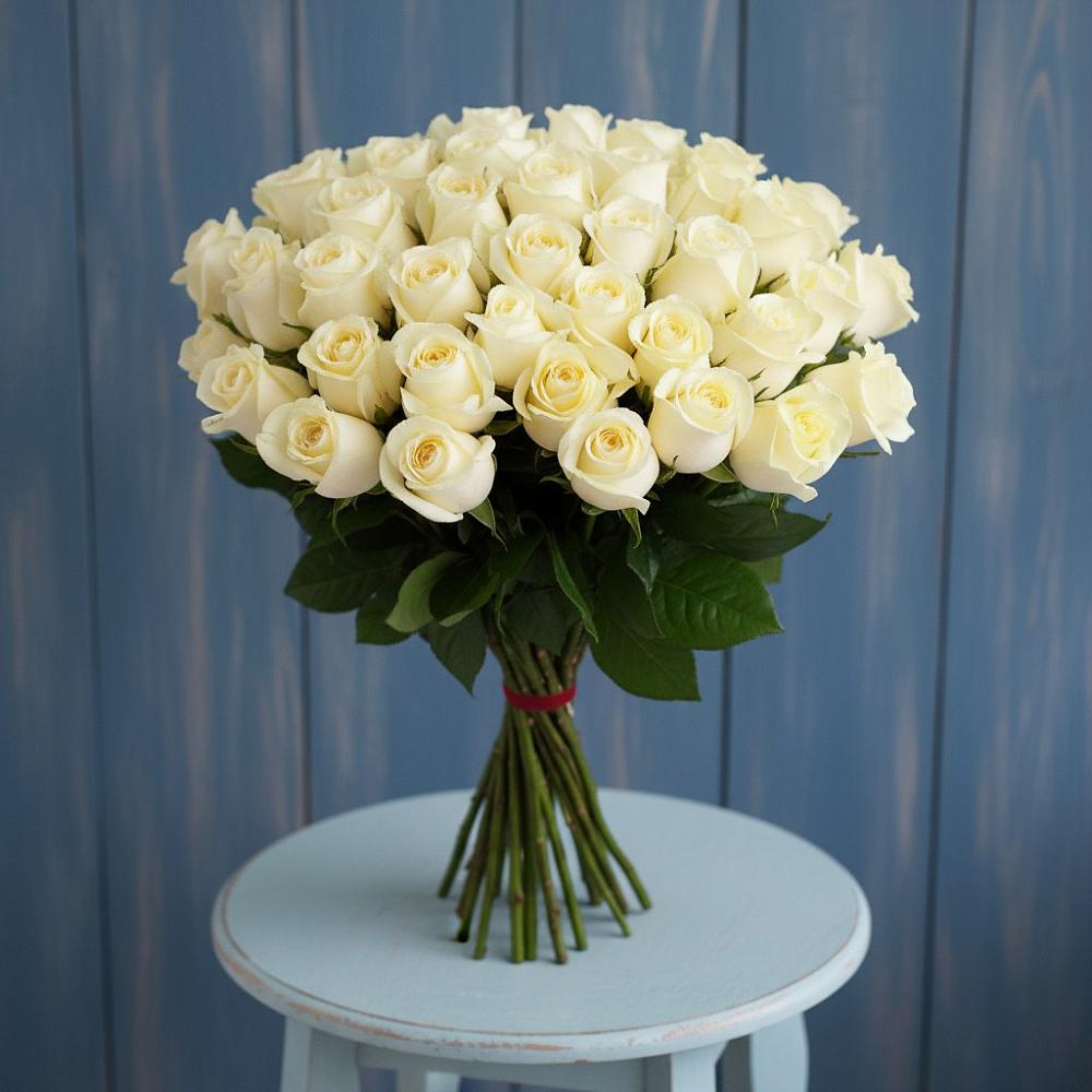 Букет 51 Белая роза Эдлесс Лав в Криводановке