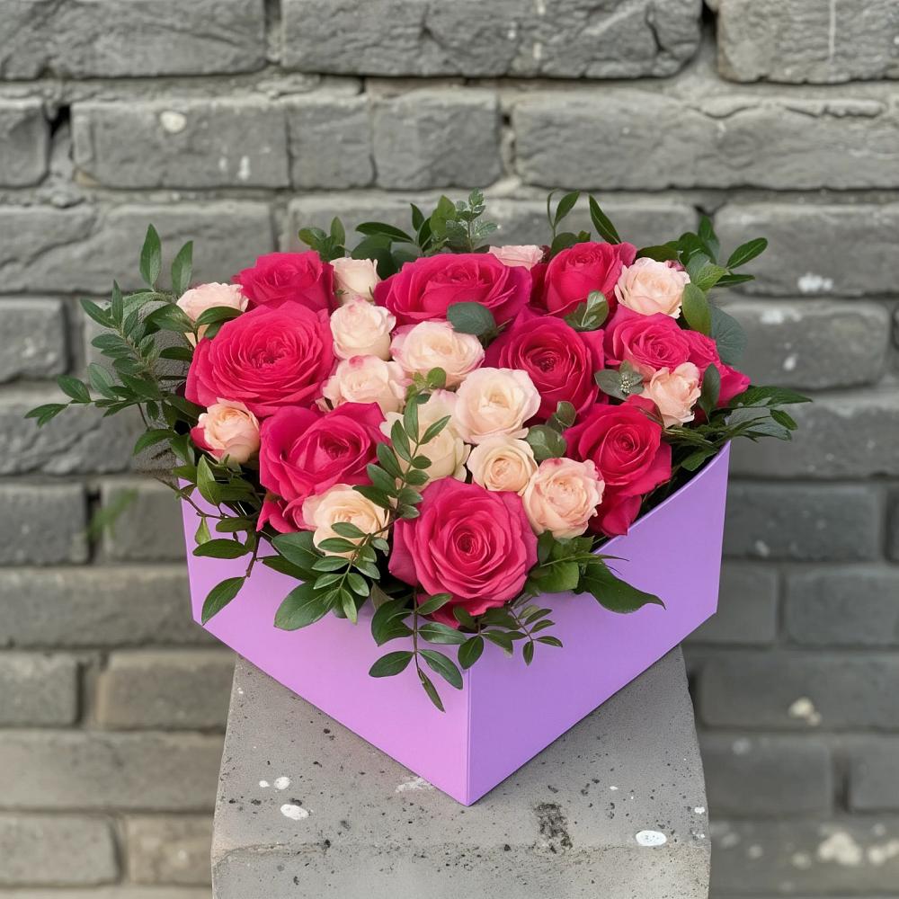 Композиция моя любовь в Криводановке Цветочная композиция из Розы в коробке в Криводановке
