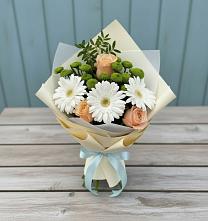 Букет герберы и розы #REPLACE_PRED# Криводановке Букет цветов из:  Герберы, Розы и Хризантемы #REPLACE_PRED# Криводановке